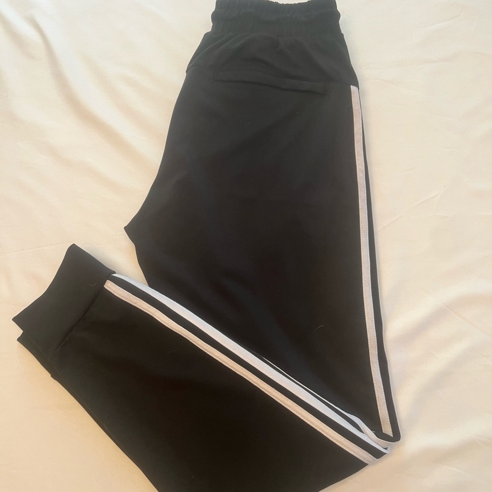 adidas Black Joggers with White Stripes